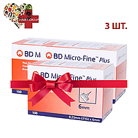 Иглы для шприц-ручек BD Micro-Fine+ "МикроФайн" 6мм 100 шт. 3 упаковки