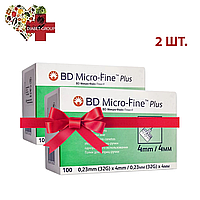 Иглы для шприц-ручек BD Micro-Fine+ "МикроФайн" 4мм 100 шт. 2 упаковки
