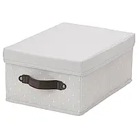 BLÄDDRARE Коробка с крышкой, серая/узор, 25x35x15 см