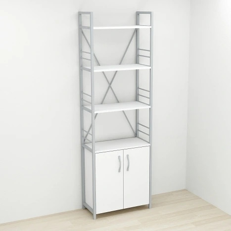 Етажерка 4/60 Ferrum-decor Серії Конект з тумбою 179x60x28 Сірий ДСП Біле, фото 1