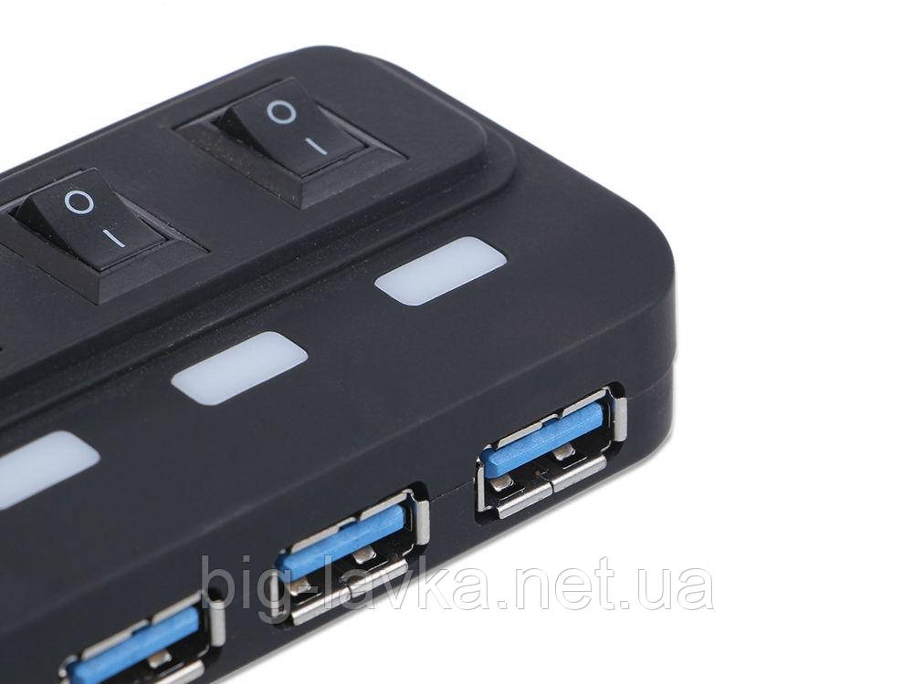 Хаб на 4 порти Usb 3.0 з вимикачами до 5 Гбіт/с