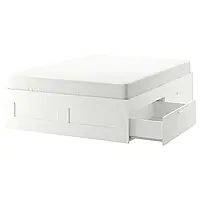 BRIMNES Каркас кровати с ящиками, белый, 160x200 см