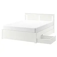 SONGESAND Рамка ліжка з 4 контейнерами, білий колір/Leirsund, 160x200 см