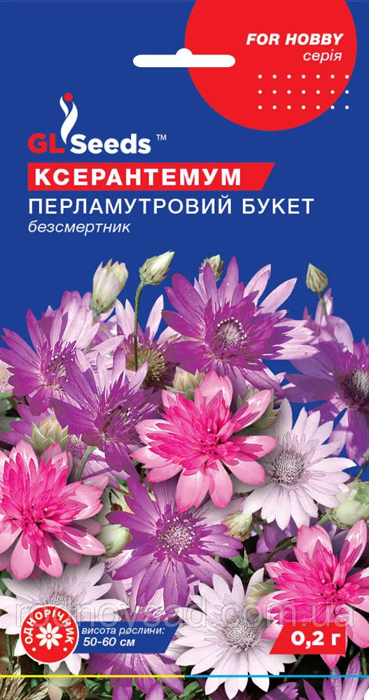 Ксерантемум Перламутровий Букет насіння (0,2 г), For Hobby, TM GL Seeds, фото 1