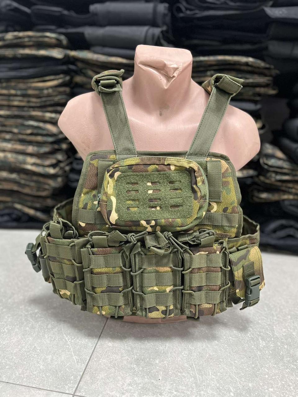 ШВИДКОЗЙОМНИЙ Розвантажувальний жилет плитоноска-тактичний з підсумками Мультикам