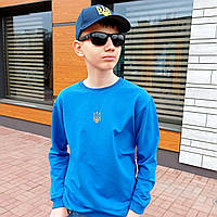 Подростковый свитшот с вышивкой "Герб Украины Трезубец",ярко-синий,размер 170,176 см