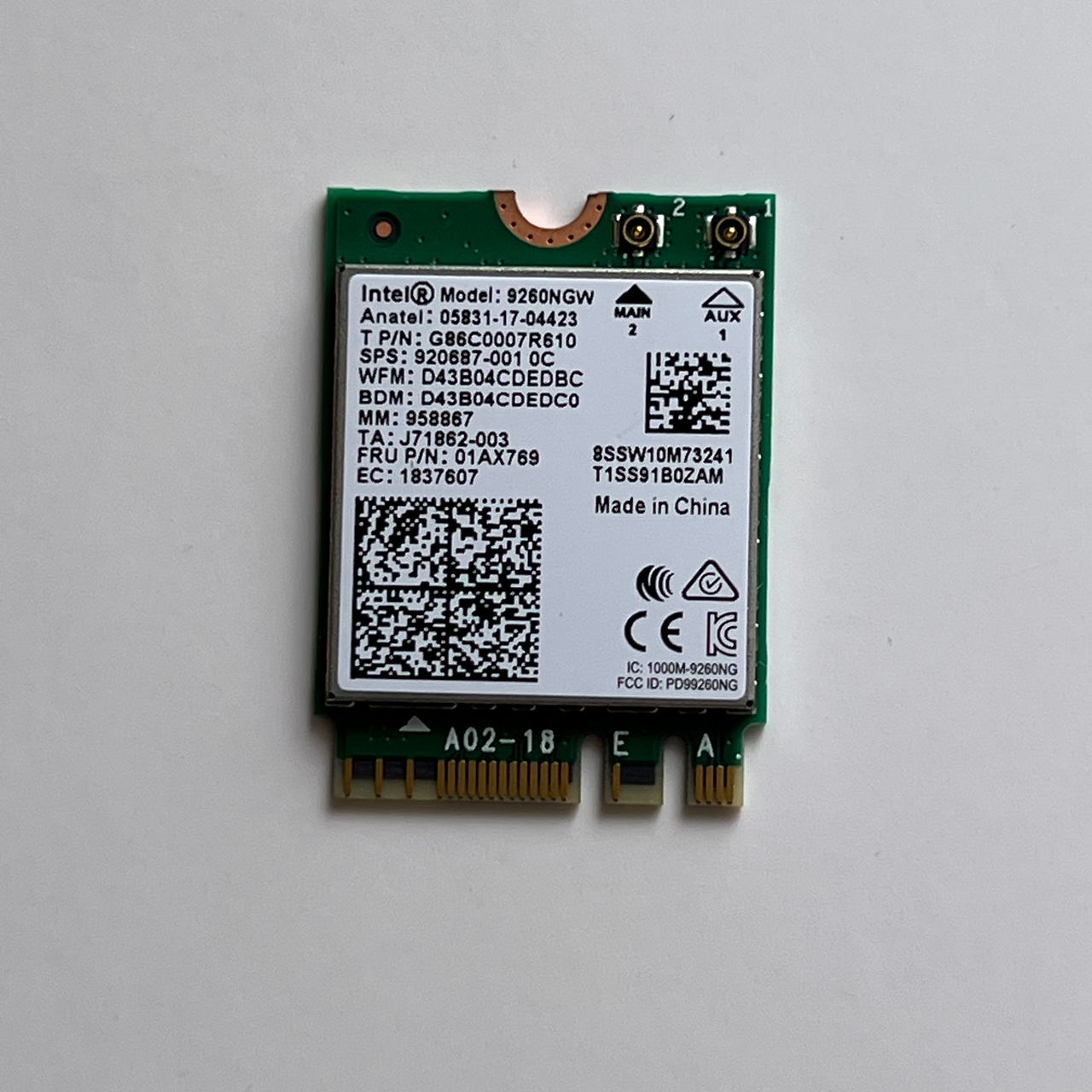 Модуль Wi-Fi Intel Wireless 9260NGW для ноутбука - фото 1 - id-p1816909201