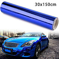 Плівка Самоклейка Дзеркальний Хром Глянцевий Відображає Синій для авто 150х30 см Хромована плівка