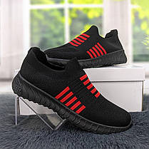 Кросівки жіночі чорні із червоним текстильні FDEK 4077, фото 5