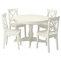INGATORP Стол и 4 стула белый/белый 110/155 см. Показать размеры