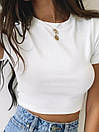 Жіноча трикотажна футболка топ у рубчик із коротким рукавом (р. 42-46) 1171061r, фото 4