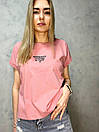 Жіноча вільна футболка з котону з написом на грудях (р. 42-46) 1171061r, фото 3