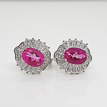 Комплект срібний рожевийтопаз сережки та кулон, фото 2
