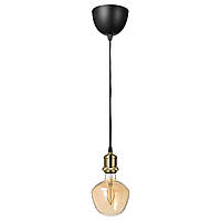 JÄLLBY Подвесной светильник с колбой из латуни/колокола, бронза, прозрачное стекло