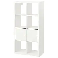 KALLAX Книжный шкаф с дверцами, белый, 77x147 см