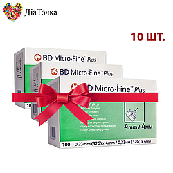 Голки для шприц-ручок BD Micro-Fine + "МікроФайн" 4 мм 100 шт. (10 упаковок)