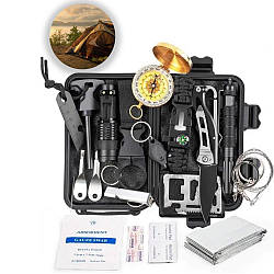 Набір для виживання 18 предметів у кейсі EL-2381-1 / Туристичний комплект інструментів / Універсальний похідний набір