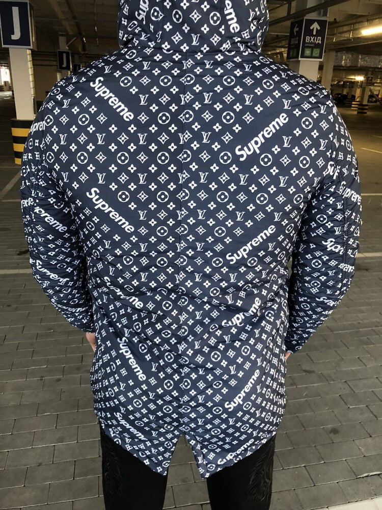 Зимняя Куртка Supreme X Louis Vuitton Jacquard Monogram Blue Parka