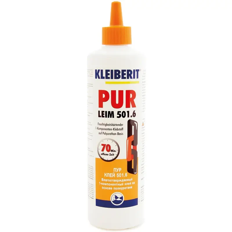Довго висихаючий поліуретановий вологостійкий клей D4 Kleiberit PUR 501.6 - 0.5кг