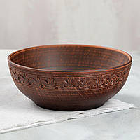 Миска з червоної глини декор на 1 л, глиняний посуд, керамічний посуд
