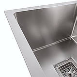 Кухонна мийка Platinum Handmade 7445 220 подвійна квадратний сифон 3,0/1,0, фото 3