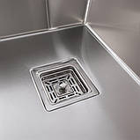 Кухонна мийка Platinum Handmade 7445 220 подвійна квадратний сифон 3,0/1,0, фото 5