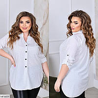 Блузка-рубашка женская стильная деловая повседневная классическая рукав трансформер большие размеры 52-66