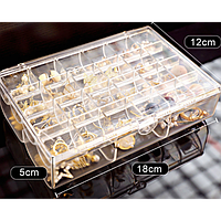 Органайзер для ювелирных украшений, прозрачная шкатулка, 5х12х18 см, 30 ячеек
