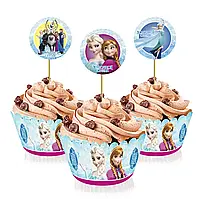 Набір для мафін капкейків обгортка з топером Холодне серце