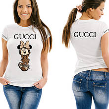 Стильна жіноча футболка Гуччі/футболка Gucci з Мінні Маусом