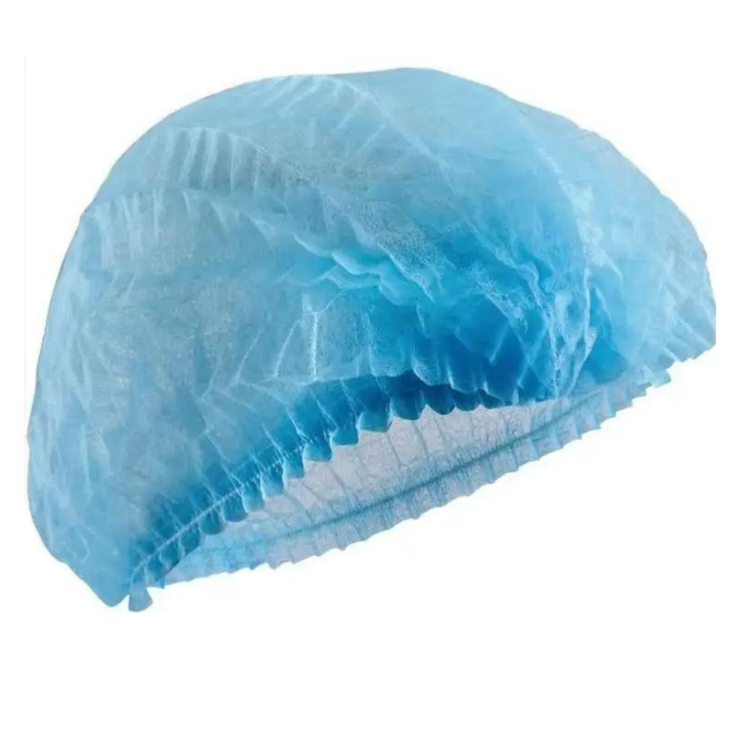 Шапочка на одній резинці з спанбонду Рожева Білявка 100 шт блакитна, фото 1