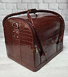 Б'юті-кейс (сумка, валіза) для майстра манікюру і візажиста (коричнева, кожзам), фото 3