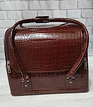 Б'юті-кейс (сумка, валіза) для майстра манікюру і візажиста (коричнева, кожзам)