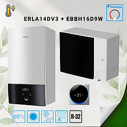 Тепловий насос/блок Повітря-Вода Daikin Altherma 3, ERLA14DV3 / EBBH16D9W, 220В+380В (тільки нагрів - 13,4 кВт)