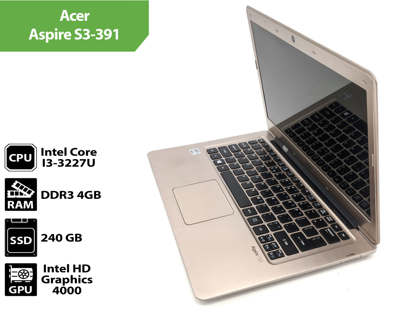 Ноутбук Acer Aspire S3-391 (13.3" / Intel Core I3-3227U / 4Gb / SSD 240Gb)