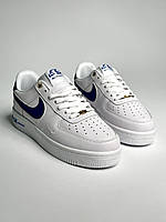 Кроссовки мужские белые Nike Air Force 1 Low White/Blue Reflective