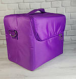 Сумка (кейс б'юті) з текстилю для майстрів (яскраво-фіолетовий, на змійці), фото 4