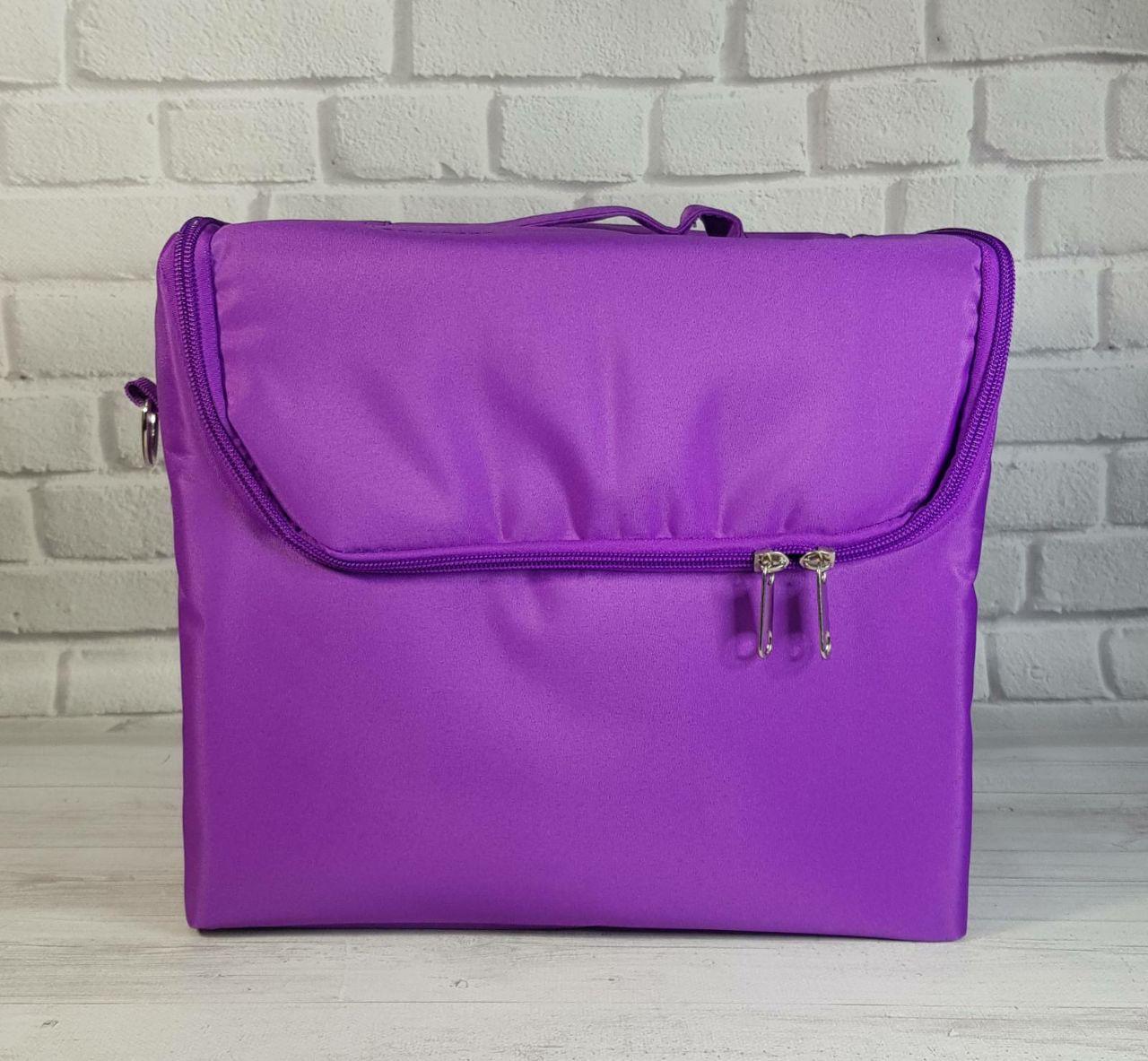 Сумка (кейс б'юті) з текстилю для майстрів (яскраво-фіолетовий, на змійці), фото 1