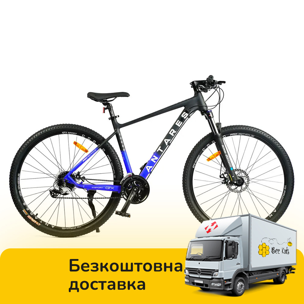 Спортивний велосипед 29 дюймів (рама 19", 24 швидкості, 75% складання, Shimano) Corso Antares AR-29103 Чорно-синій, фото 1