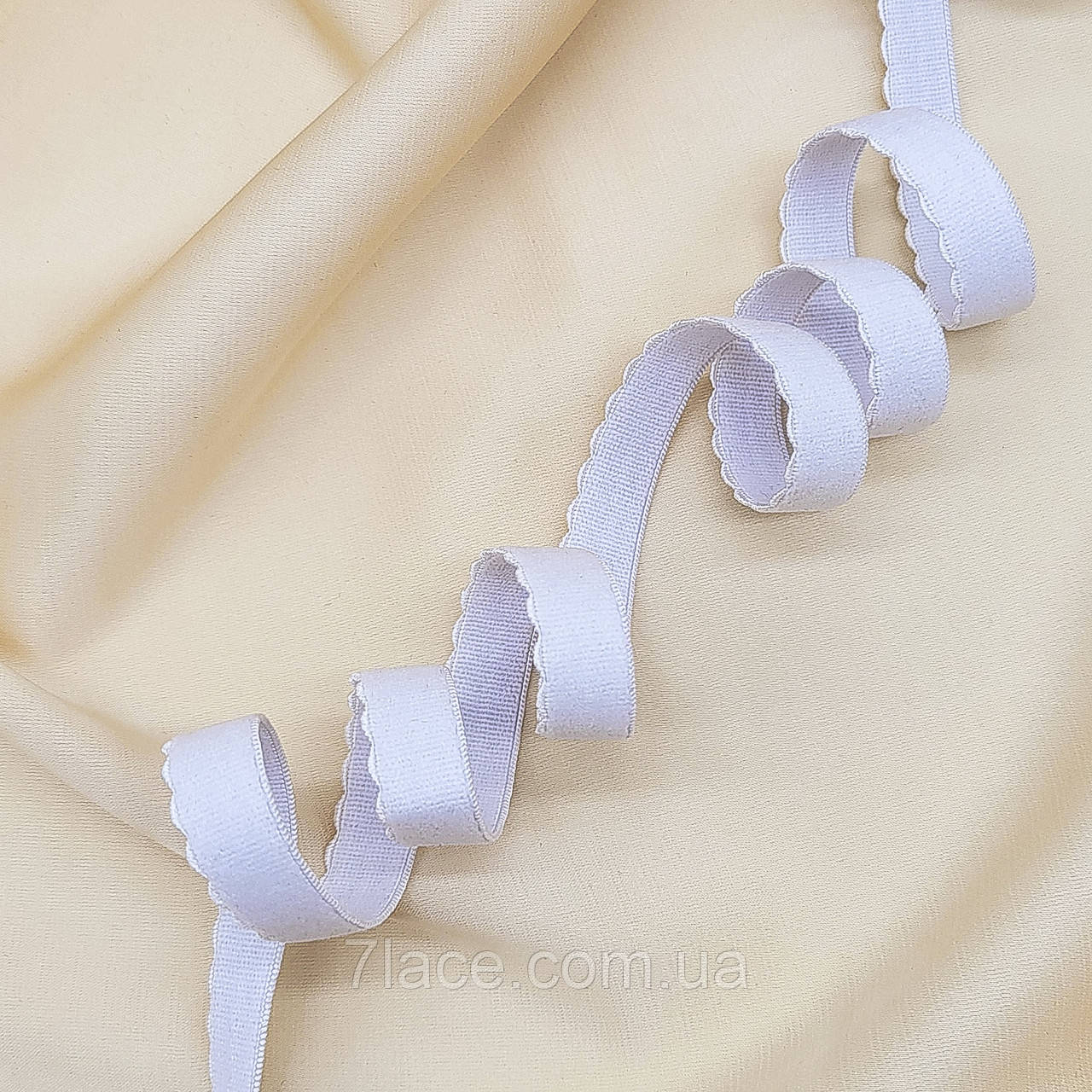 Оздоблювальна гумка станова з фестоном "Хвиля" / колір БІЛИЙ / ширина 1,2 см / замовлення від 1 метра, фото 1