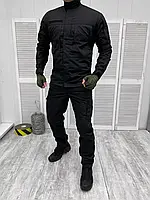 Тактический черный костюм боевой, боевая военная форма черная весна/лето