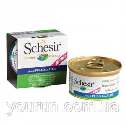 Schesir КУРКА З АЛОЕ (Chicken Aloe Kitten) вологий корм консерви для кошенят, банку 85гр