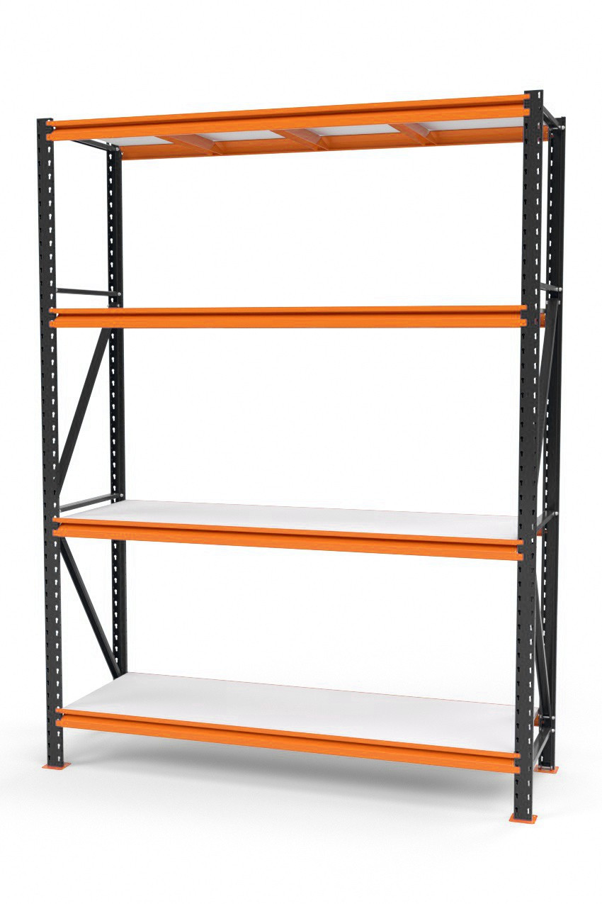 Стелаж для складу, архіву, магазину. SN п. 2000х1720х500 мм RAL 7024 4 яруси полиці ЛДСП, фото 1