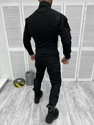 Тактический боевой черный костюм с наколенниками Black SWAT , боевая ...