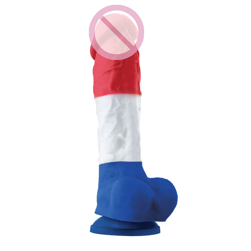 Фалоїмітатор реалістичний із мошокою NS Novelties Colours Pleasures Tricolor 8" Dildo