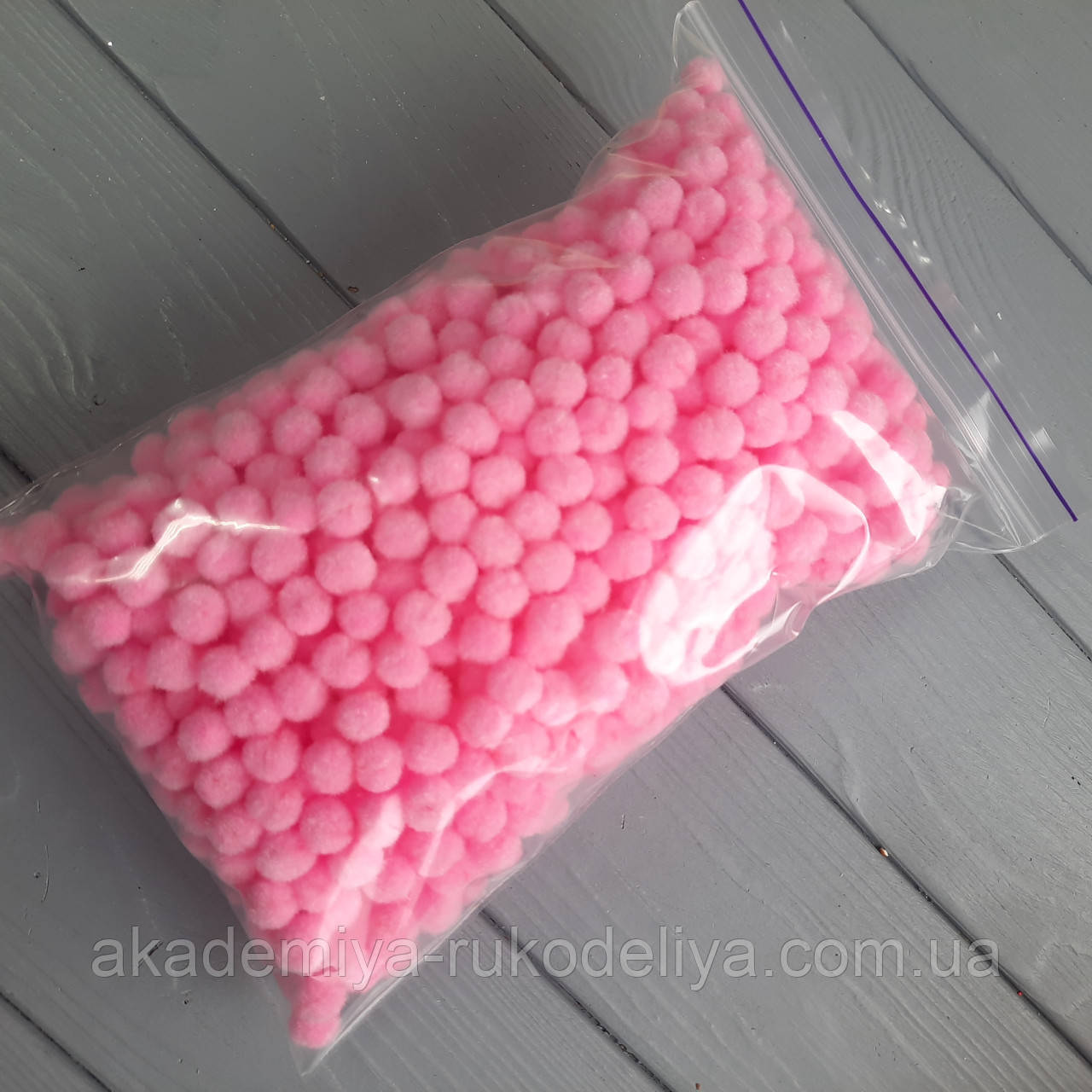 Помпони — кульки рожевого. (ОПТ) D — 1 см, 1000 шт., фото 1