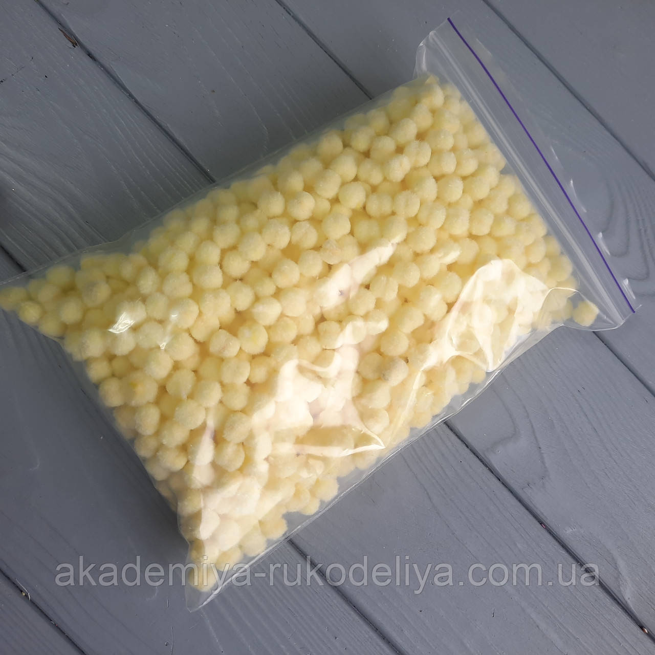 Помпони — кульки лимонні. (ОПТ) D — 1 см, 1000 шт., фото 1