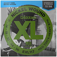 Струни для електрогітари D'Addario EXL117 XL NICKEL WOUND MEDIUM TOP/EXTRA HEAVY BOTTOM (11-56)