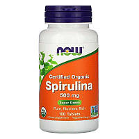 Спирулина Spirulina Now Foods сертифицированная органическая 500 мг 100 таблеток