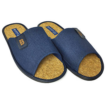Чоловічі кімнатні капці Белста сині джинс на пробці